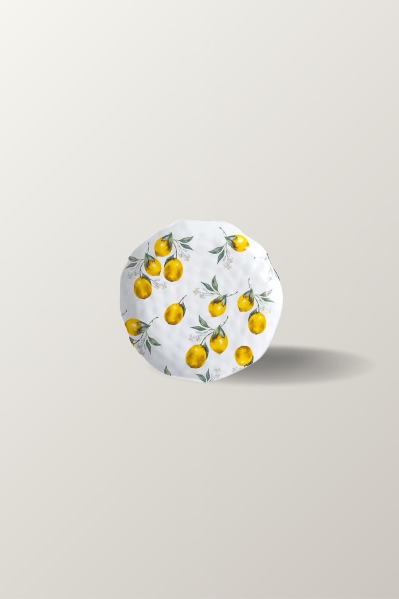 assiette-dessert-motif-citron-floral-art de la table, cuisine, maison