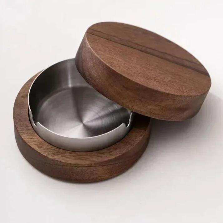 cendrier,bois,metal,inox,noir,laiton,décoration,objet,maison