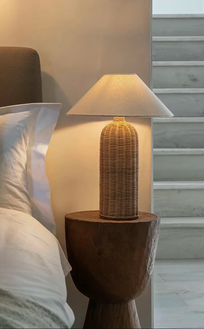 lampe, luminaire,rotin,lin,décoration,intérieur,maison,