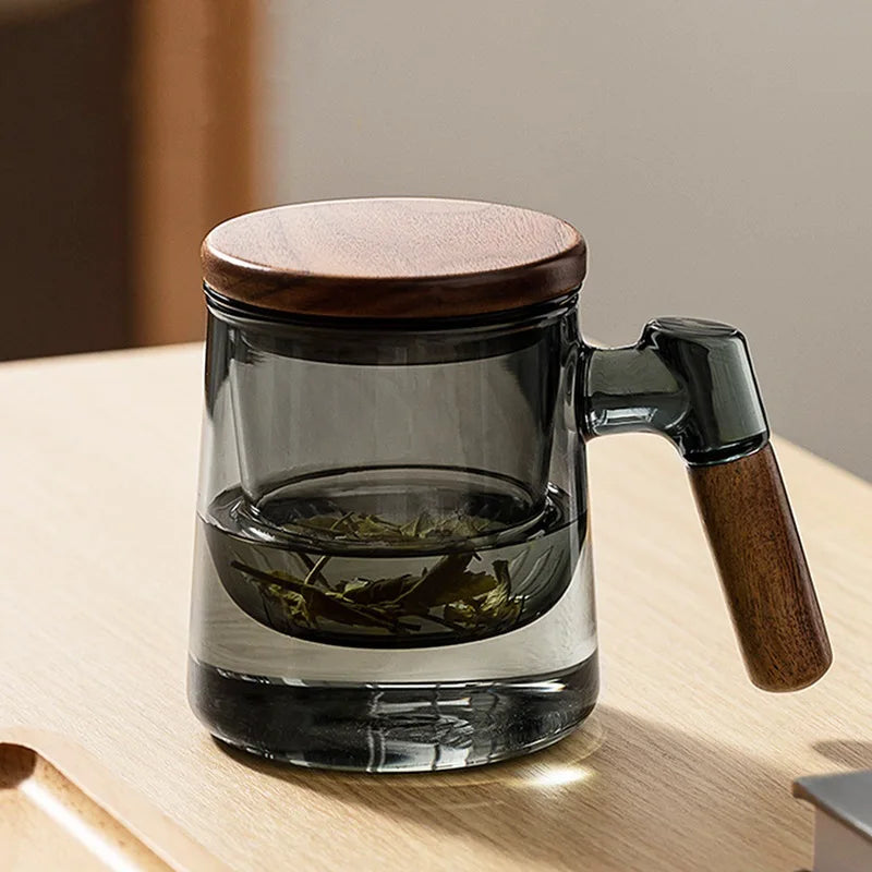 Tasse,thé,infuseur,accessoire,boisson,chaude,tisane,couvercle,manche,bois