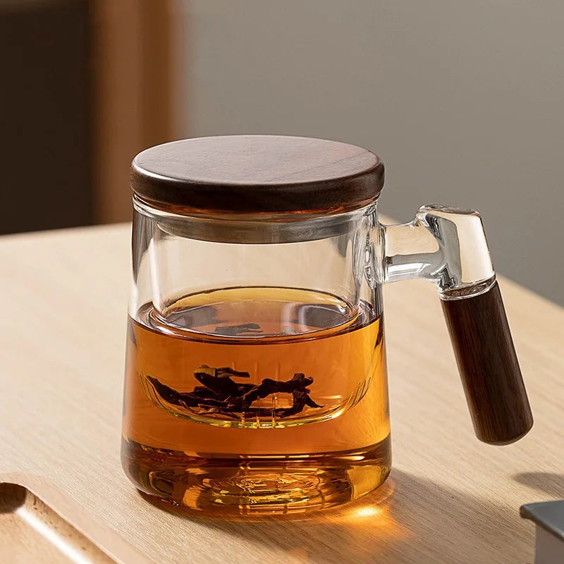 Tasse,thé,infuseur,accessoire,boisson,chaude,tisane,couvercle,manche,bois